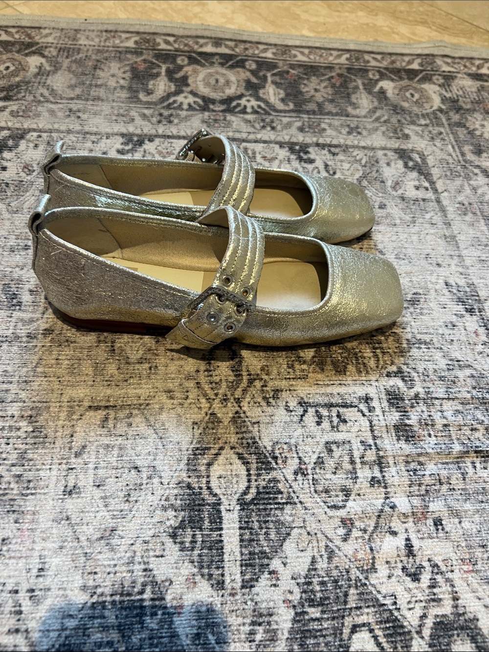 Dolce Vita Silver Mary Jane Buckle Flats